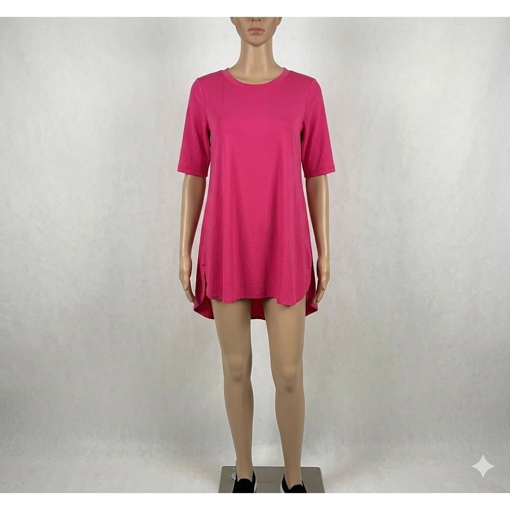 Attitudes by Renee Pink Short Sleeve Pleated Back Tunic Top‎ XXS